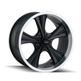 Ridler - 651 - Black - MATTE BLACK/MACHINED LIP - 20" x 10", 0 Offset, 5x114.3 (Bolt Pattern), 83.82mm HUB