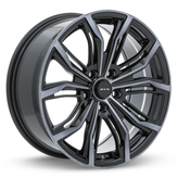 RTX Wheels - Black Widow - Black - Black Machined Grey - 16" x 7", 40 Offset, 5x114.3 (Bolt Pattern), 73.1mm HUB
