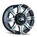 Ion Alloy - 187 - Black - BLACK/MACHINED FACE/MACHINED LIP - 16" x 8", 10 Offset, 6x139.7 (Bolt Pattern), 108mm HUB