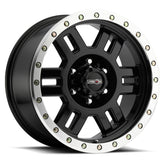 Vision Wheel Off-Road - 398 MANX - Black - Gloss Black Machined Lip - 18" x 9", 12 Offset, 8x170 (Bolt Pattern), 125.2mm HUB