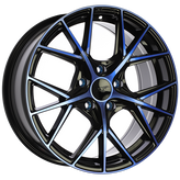 Dai Alloys - A-Spec - Black - Gloss Black - Machined Face - Blue Face - 15" x 6.5", 40 Offset, 5x114.3 (Bolt Pattern), 67.1mm HUB