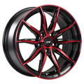 Dai Alloys - Frantic - Black - Gloss Black - Machined Face - Red Face - 17" x 7.5", 39 Offset, 5x100 (Bolt Pattern), 73.1mm HUB