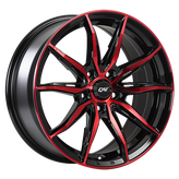 Dai Alloys - Frantic - Black - Gloss Black - Machined Face - Red Face - 17" x 7.5", 39 Offset, 5x100 (Bolt Pattern), 73.1mm HUB