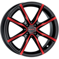 Mak Wheels - MILANO4 - BLACK AND RED - 16" x 6.5", 40 Offset, 4x100 (Bolt Pattern), 72mm HUB