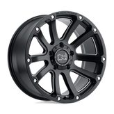 Black Rhino - HIGHLAND - Black - Matte Black with Milled Spokes - 18" x 9.5", -12 Offset, 6x139.7 (Bolt Pattern), 112.1mm HUB