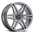 Vision Wheel Street Designs - 476 WEDGE - Gunmetal - Gunmetal Machined Face - 20" x 9", 30 Offset, 6x135 (Bolt Pattern), 87.1mm HUB