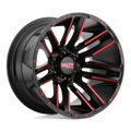 Moto Metal - MO978 RAZOR - Black - SATIN  BLACK MACHINED RED TINT - 22" x 12", -44 Offset, 6x139.7 (Bolt Pattern), 106.1mm HUB