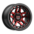 KMC Wheels - KM540 RECON - Black - GLOSS BLACK MACHINED WITH RED TINT - 17" x 9", -12 Offset, 6x139.7 (Bolt Pattern), 106.1mm HUB