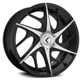 Kraze Wheels - ROGUE - Black - BLACK/MACHINED - 22" x 8.5", 15 Offset, 5x115, 120 (Bolt Pattern), 74.1mm HUB