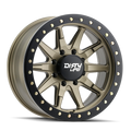 Dirty Life - DT-2 - Gold - SATIN GOLD WITH SIMULATED BEADLOCK RING - 17" x 9", -12 Offset, 6x139.7 (Bolt Pattern), 106mm HUB