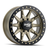 Dirty Life - DT-2 - Gold - SATIN GOLD WITH SIMULATED BEADLOCK RING - 17" x 9", -12 Offset, 6x139.7 (Bolt Pattern), 106mm HUB