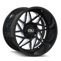 Cali Off-Road - GEMINI - Black - GLOSS BLACK/MILLED SPOKES - 20" x 9", 0 Offset, 8x165.1 (Bolt Pattern), 125.2mm HUB