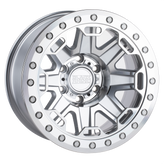 Black Rhino - RIFT BEADLOCK - Gunmetal - SILVER W/ MIRROR FACE & MACHINED RING - 17" x 8.5", -38 Offset, 5x114.3 (Bolt Pattern), 71.5mm HUB