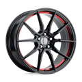 OE Creations - PR193 - Black - GLOSS BLACK RED MACHINED - 18" x 9", 30 Offset, 5x114.3 (Bolt Pattern), 70.7mm HUB