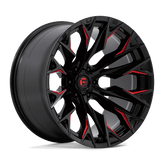 Fuel - D823 FLAME - Black - GLOSS BLACK MILLED WITH CANDY RED - 22" x 12", -44 Offset, 6x139.7 (Bolt Pattern), 106.1mm HUB