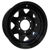 Envy Wheels - TRAILER STEEL SPOKE - Black - GLOSS BLACK - 15" x 6", 0 Offset, 6x139.7 (Bolt Pattern), 108mm HUB