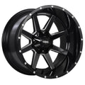 Ruffino HARD - Jolt - Black - Gloss Black - Milled Edge - 20" x 12", -44 Offset, 6x139.7 (Bolt Pattern), 77.8mm HUB