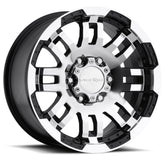 Vision Wheel Off-Road - 375 WARRIOR - Black - Gloss Black Machined Face - 15" x 7.5", -12 Offset, 6x139.7 (Bolt Pattern), 110mm HUB