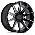 Black Rhino - TYPHOON - Black - Gloss Black with Milled Spokes - 20" x 9.5", -18 Offset, 6x139.7 (Bolt Pattern), 112.1mm HUB