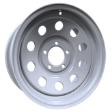 Envy Wheels - TRAILER STEEL MODULAR - White - WHITE / RED AND BLUE PIN STRIPE - 15" x 6", 0 Offset, 5x114.3 (Bolt Pattern), 84mm HUB
