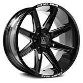 AXE Wheels - ARTEMIS - Black - Gloss Black - Milled Edge - 22" x 12", -44 Offset, 8x180 (Bolt Pattern), 125.2mm HUB