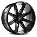 AXE Wheels - ARTEMIS - Black - Gloss Black - Milled Edge - 22" x 12", -44 Offset, 8x170 (Bolt Pattern), 125.2mm HUB