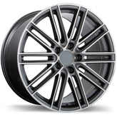 Replika - R206 - Gunmetal - Gloss Gunmetal with Machined Face - 20" x 8.5", 50 Offset, 5x130 (Bolt Pattern), 71.6mm HUB