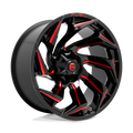 Fuel - D755 REACTION - Black - GLOSS BLACK MILLED WITH RED TINT - 24" x 12", -44 Offset, 8x165.1 (Bolt Pattern), 125.1mm HUB