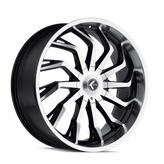 Kraze Wheels - SCRILLA - Black - BLACK/MACHINED - 24" x 9.5", 18 Offset, 5x127, 139.7 (Bolt Pattern), 87mm HUB