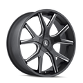 Kraze Wheels - SPLTZ - Black - BLACK/MILLED - 22" x 9.5", 18 Offset, 5x115, 120 (Bolt Pattern), 74.1mm HUB