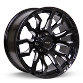 RTX Wheels - Patton - Black - Gloss Black Milled Spoke - 20" x 9", 18 Offset, 8x170 (Bolt Pattern), 125mm HUB