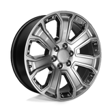 OE Creations - PR113 - Gunmetal - HYPER SILVER DARK WITH CHROME ACCENTS - 22" x 9", 24 Offset, 6x139.7 (Bolt Pattern), 78.1mm HUB