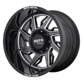 Moto Metal - MO997 HURRICANE - Black - GLOSS BLACK MILLED - LEFT DIRECTIONAL - 20" x 10", -18 Offset, 8x165.1 (Bolt Pattern), 125.1mm HUB