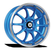 Konig - Lighting - Blue/Machine Lip - 15" x 7", 38 Offset, 4x100 (Bolt Pattern), 73.1mm HUB