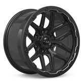 RTX Wheels - Volcano - Black - Gloss Black Milled Edge - 20" x 10", -18 Offset, 6x139.7 (Bolt Pattern), 106.1mm HUB