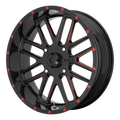 MSA Offroad Wheels - M35 BANDIT - Black - Gloss Black Milled With Red Tint - 18" x 7", 0 Offset, 4x156 (Bolt Pattern), 132mm HUB