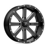MSA Offroad Wheels - M34 FLASH - Black - GLOSS BLACK MILLED - 22" x 7", 0 Offset, 4x156 (Bolt Pattern), 132mm HUB