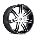 Kraze Wheels - EPIC - Black - BLACK/MACHINED - 24" x 9.5", 18 Offset, 5x127, 139.7 (Bolt Pattern), 87mm HUB