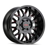 Mayhem - TRIPWIRE - Black - BLACK WITH PRISM RED - 20" x 9", 18 Offset, 5x139.7, 150 (Bolt Pattern), 110mm HUB