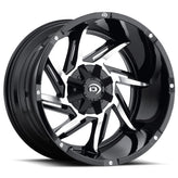 Vision Wheel Off-Road - 422 PROWLER - Black - Gloss Black Machined Face - 20" x 12", -51 Offset, 5x139.7 (Bolt Pattern), 108mm HUB