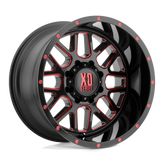 XD Series - XD820 GRENADE - Black - SATIN  BLACK MILLED WITH RED CLEAR COAT - 18" x 9", -12 Offset, 5x127 (Bolt Pattern), 78.1mm HUB