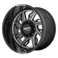 Moto Metal - MO997 HURRICANE - Black - GLOSS BLACK MILLED - LEFT DIRECTIONAL - 22" x 12", -44 Offset, 8x170 (Bolt Pattern), 125.1mm HUB