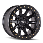 Dirty Life - DT-2 - Black - MATTE BLACK WITH SIMULATED RING - 17" x 9", -12 Offset, 6x139.7 (Bolt Pattern), 106mm HUB