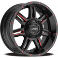 KranK Off-road - Force - Black - Gloss Black Red Milled - 20" x 10", -24 Offset, 5x127, 139.7 (Bolt Pattern), 77.8mm HUB