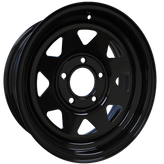 Envy Wheels - TRAILER STEEL SPOKE - Black - GLOSS BLACK - 15" x 6", 0 Offset, 5x127 (Bolt Pattern), 84mm HUB