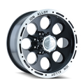 Ion Alloy - 174 - Black - BLACK/MACHINED LIP - 15" x 10", -38 Offset, 5x114.3 (Bolt Pattern), 83.8mm HUB