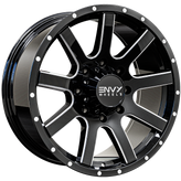 Envy Wheels - CRAZE - Black - GLOSS BLACK / SIDE MILL - 20" x 9", 18 Offset, 8x170 (Bolt Pattern), 125.2mm HUB