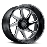 Tuff Wheels - T2B - Black - Gloss Black with Milled Spokes - 22" x 12", -45 Offset, 8x165.1 (Bolt Pattern), 125.1mm HUB