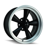 Ridler - 675 - Black - MATTE BLACK/MACHINED LIP - 17" x 7", 0 Offset, 5x114.3 (Bolt Pattern), 83.8mm HUB