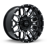 RTX Wheels - Claw - Black - Gloss Black Milled with Rivets - 18" x 9", -12 Offset, 5x127 (Bolt pattern), 71.5mm HUB